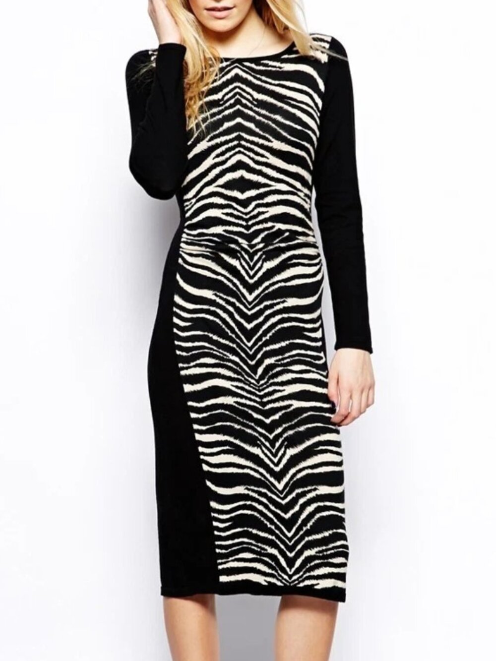 ModaMix by Brandon Thomas Soft Knit Black/Zebra Sweater Dress Plus Size 3X NWT